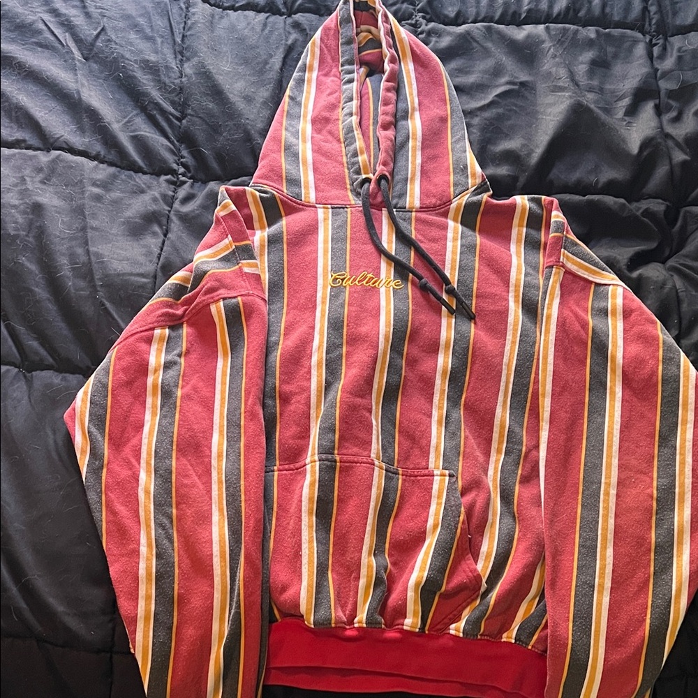 Striped Hoodie with Embroidered Culture Logo